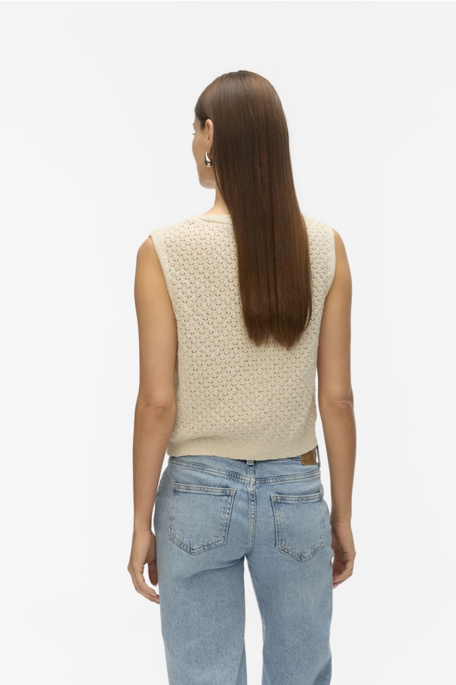 VMAMALFI SHINE SL V-NECK SHORT VEST 10330705 BIRCH/SILVER LUREX